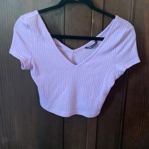 Purple v-neck crop top